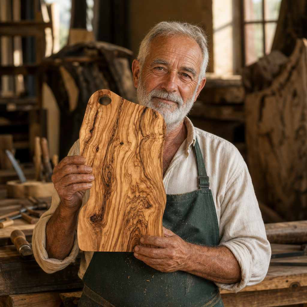 Giuseppe at the finishing bench in Alba