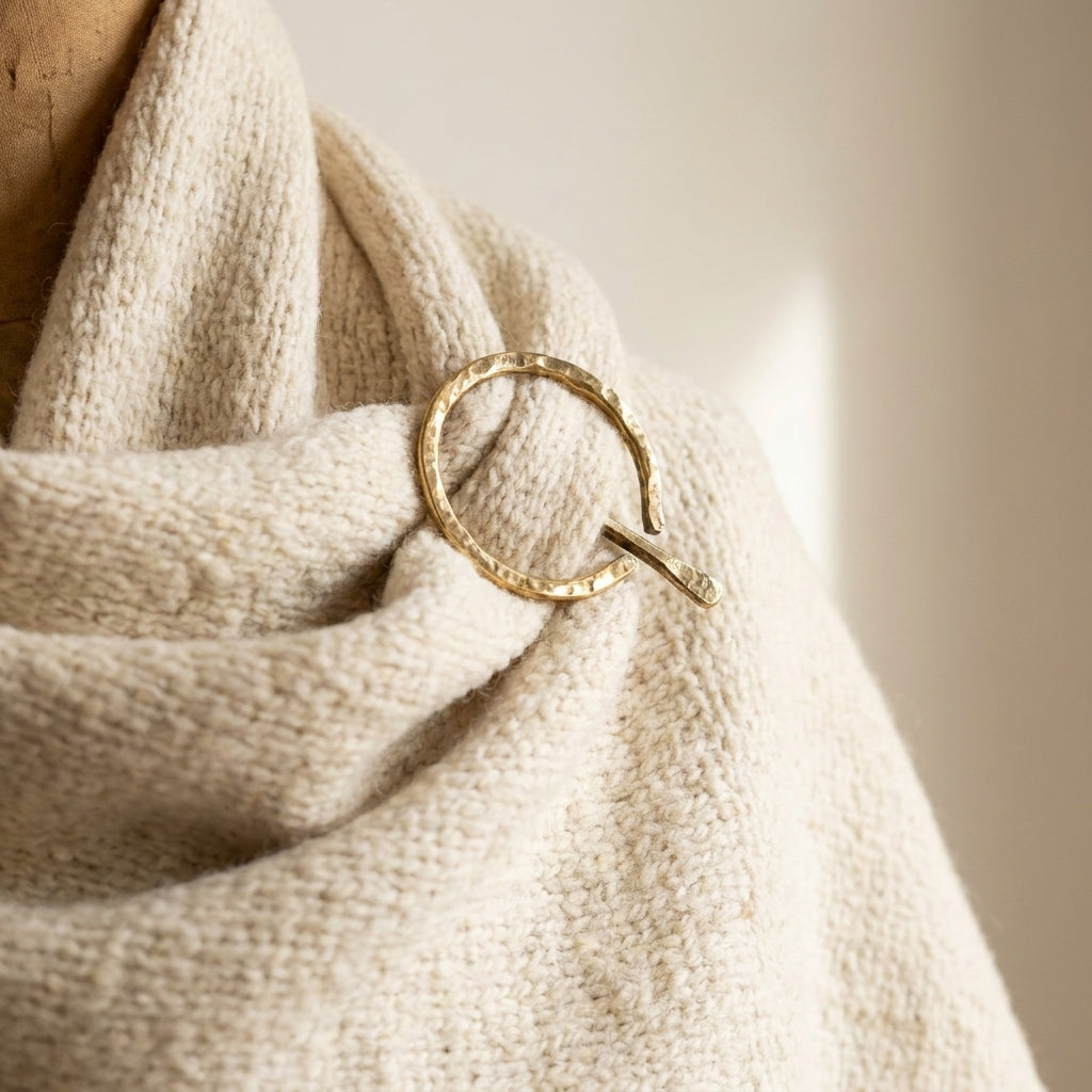 The Halvorsen Hammered Brass Shawl Pin