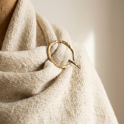 The Halvorsen Hammered Brass Shawl Pin