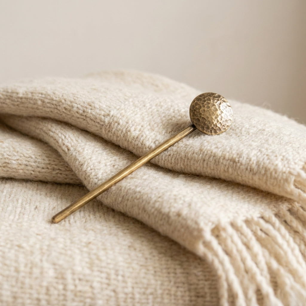 The Halvorsen Hammered Brass Shawl Pin