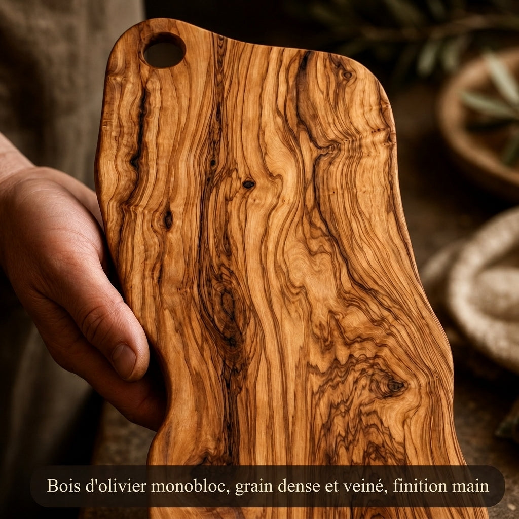 Planche à charcuterie en bois d’olivier Alba (28 × 38 cm)