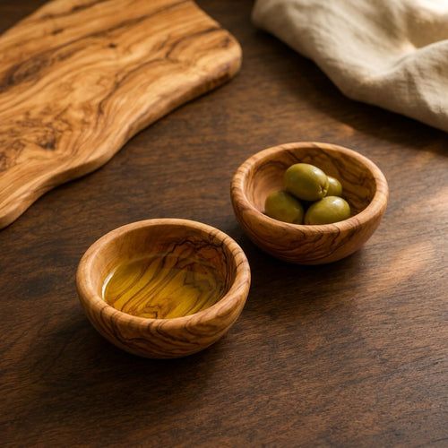 Two Alba olive wood dipping bowls