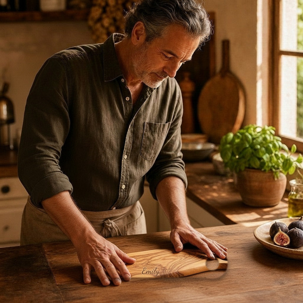 Alba Olive Wood Serving Board, Engraved With a Name