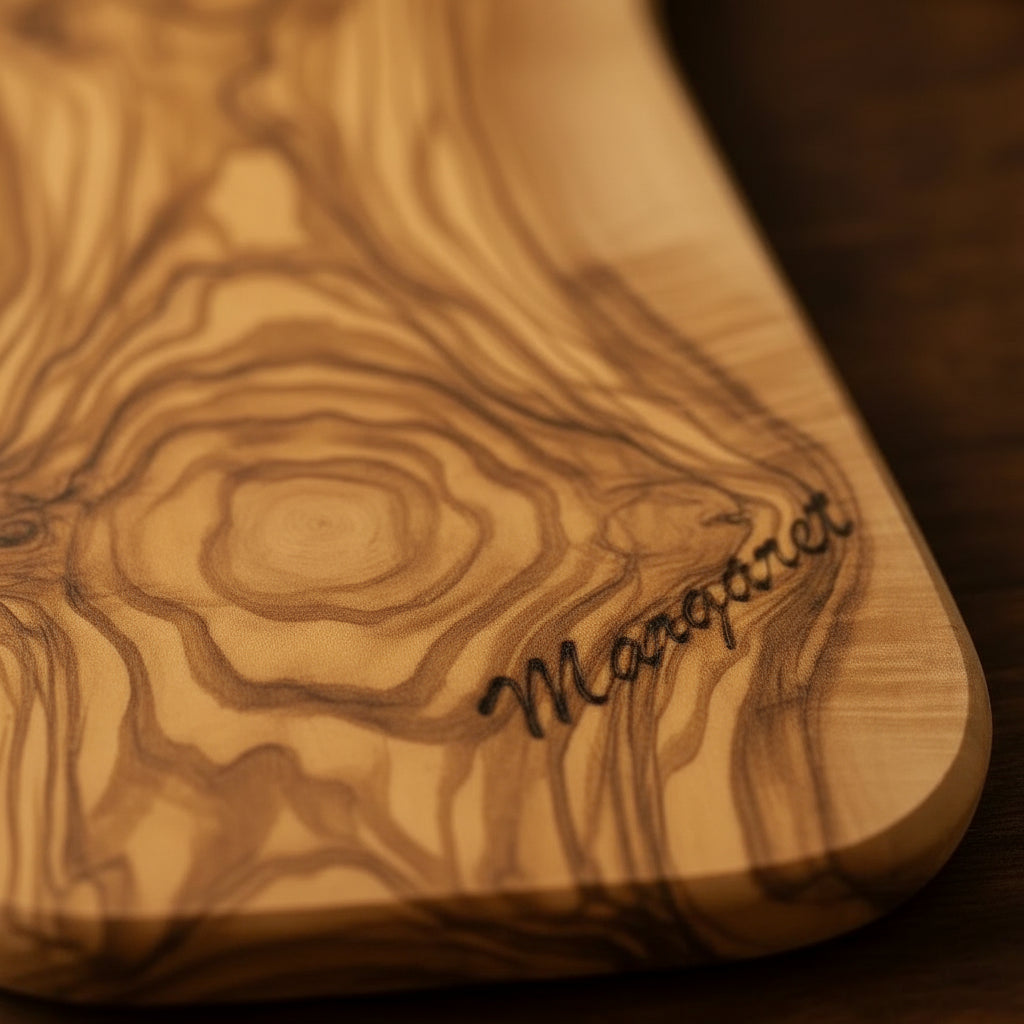Alba Olive Wood Charcuterie Board — Engraved With a Name