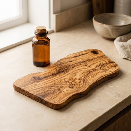 Alba olive wood serving board with its food grade care oil