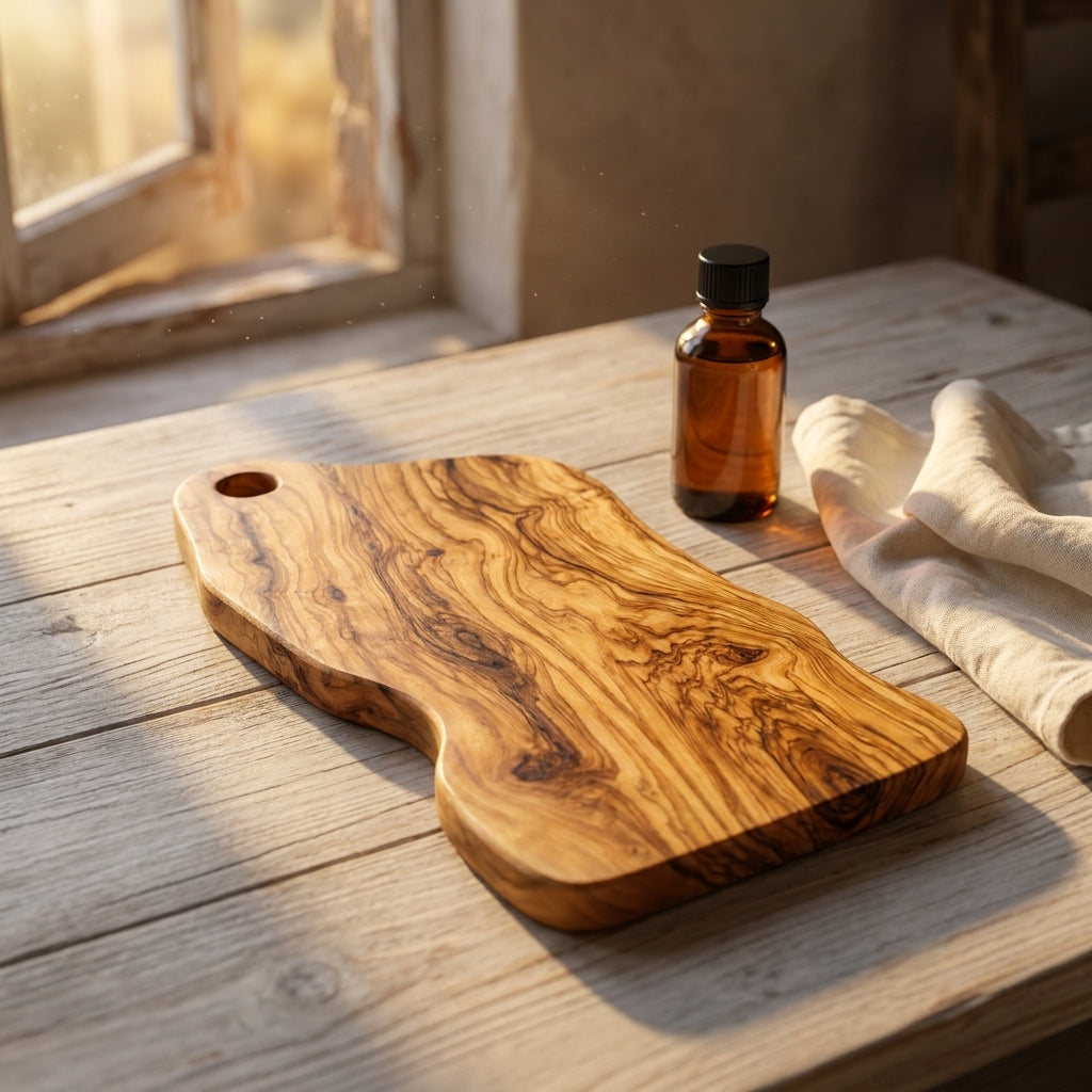 Alba olive wood board freshly treated with its care oil
