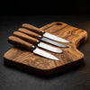 Alba olive wood board and its four cheese knives