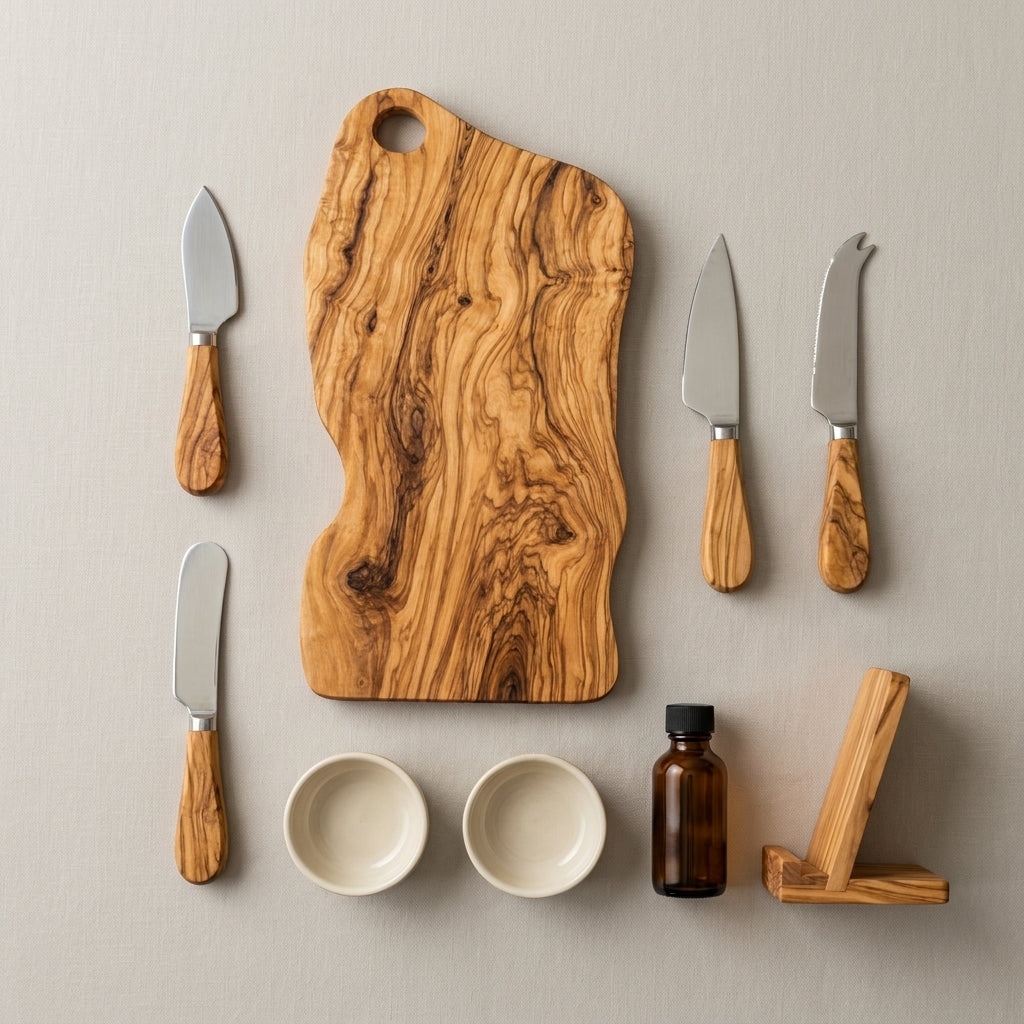 Alba olive wood complete serving set