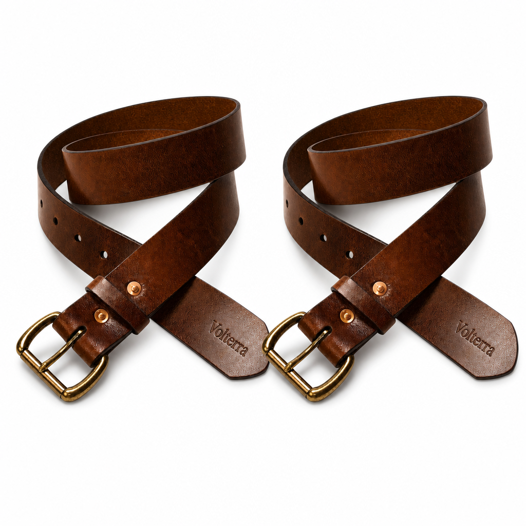 Volterra Italian Leather Belt + Solid Brass Buckle