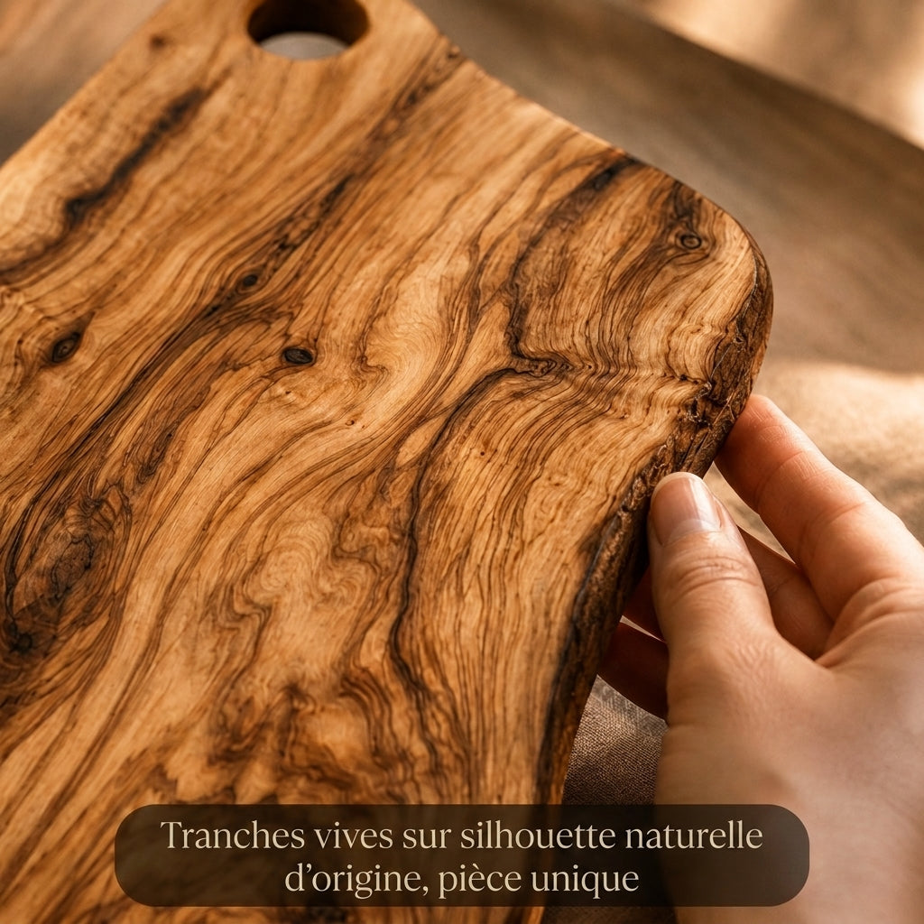 Planche à charcuterie en bois d’olivier Alba (28 × 38 cm)