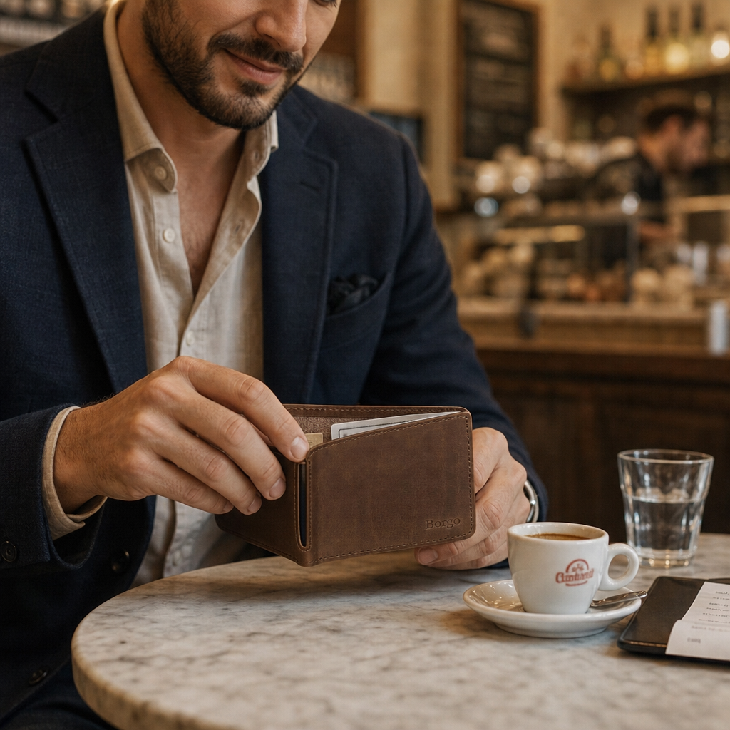 Daily use with the Borgo Italian Full-Grain Bifold Wallet