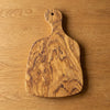 The Alba Olive Wood Paddle Board seen from above, the full grain readable