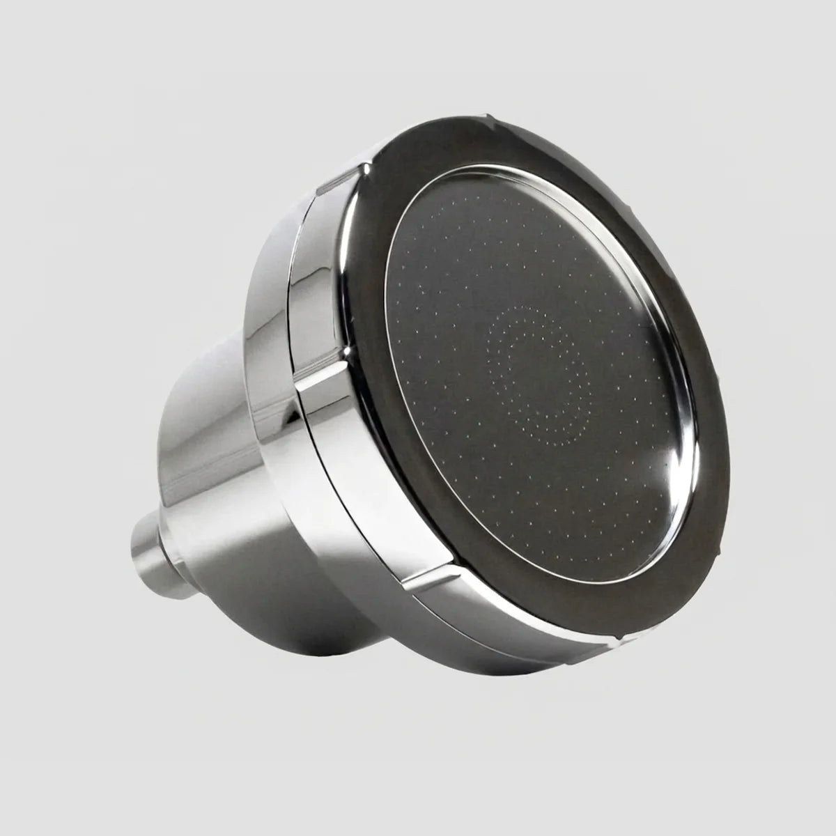 The Tavendris 15-layer filtered shower head, chrome, on a plain background