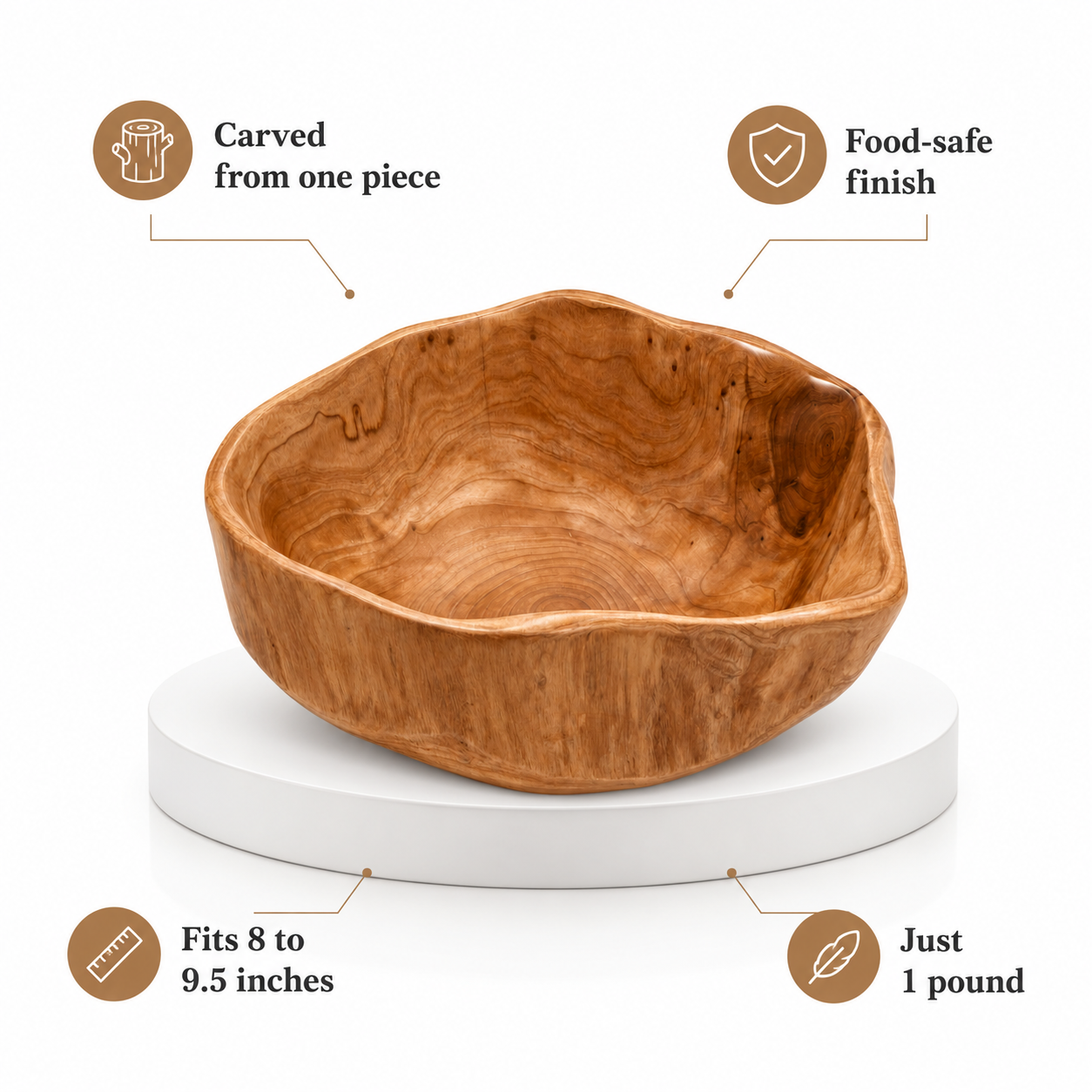 Millbrook Solid Root Wood Serving Bowl